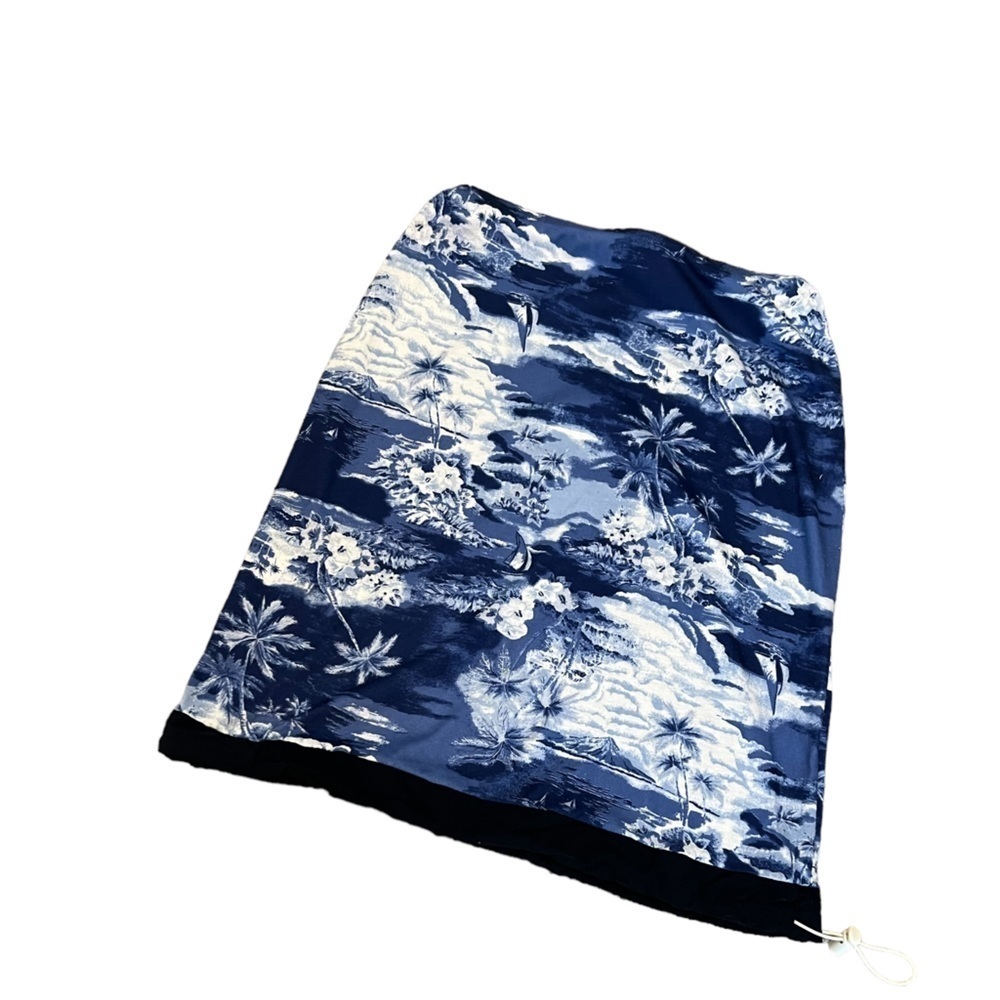 DEX Blue & White Hawaiian Print Elastic Waist Drawstring Bottom Skirt